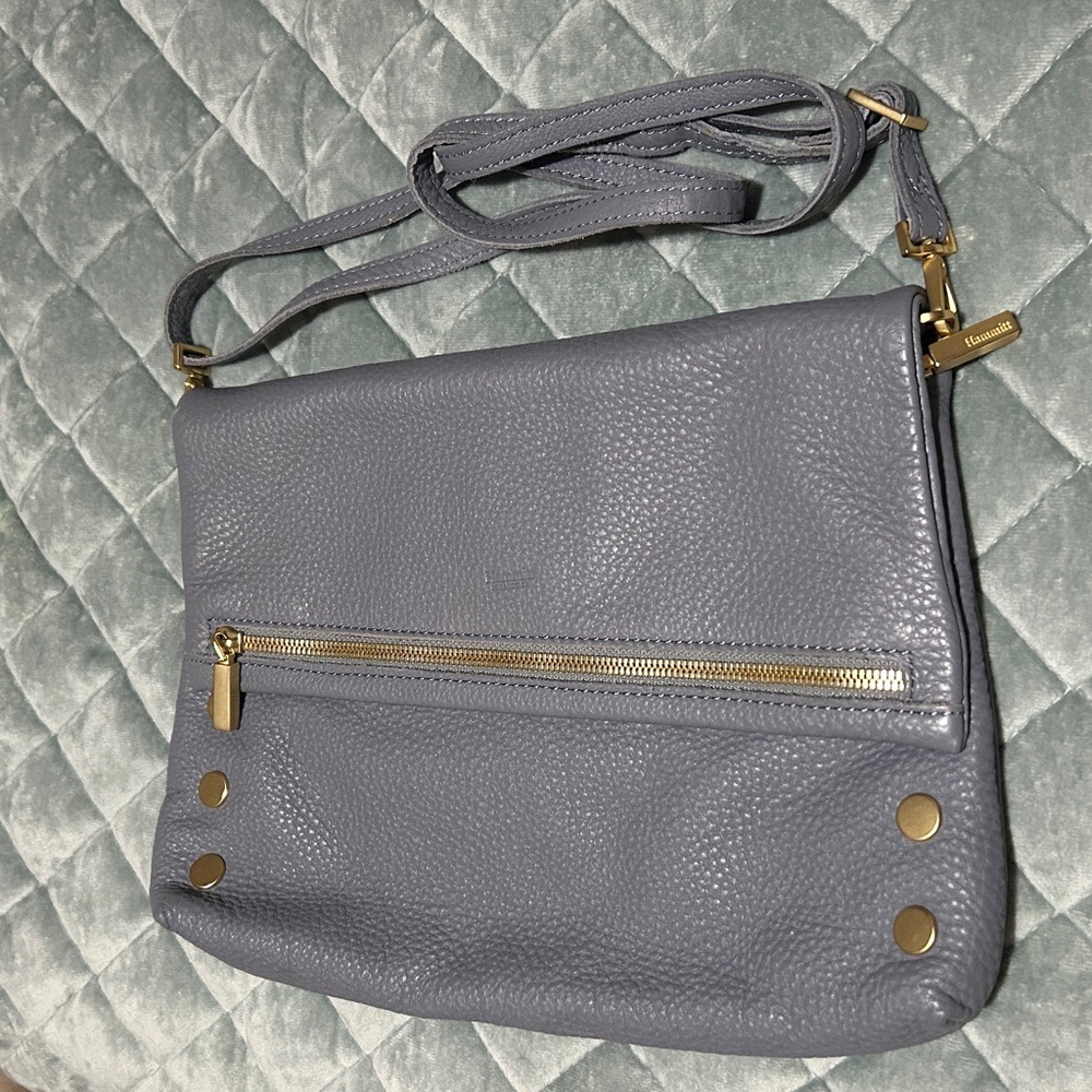 Hammitt Large VIP in Daybreak Blue Crossbody Bag with Gold Accents